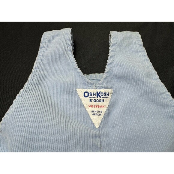 Vintage OshKosh B’gosh Baby Blue Corduroy Footed Overalls 6-9 Months Union Made - Picture 6 of 8